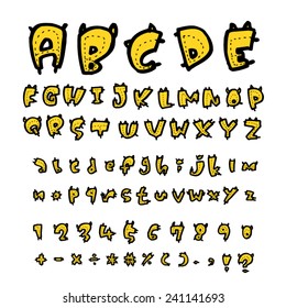 alphabet and numbers - hand drawn in vector