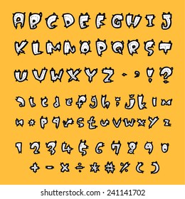 alphabet and numbers - hand drawn in vector