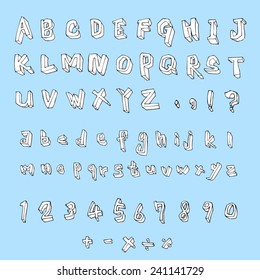 alphabet and numbers - hand drawn in vector