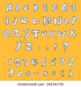 alphabet and numbers - hand drawn in vector