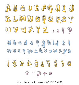 alphabet and numbers - hand drawn in vector