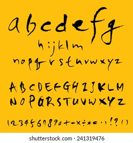alphabet and numbers - hand drawn in vector