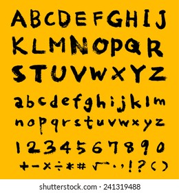 alphabet and numbers - hand drawn in vector