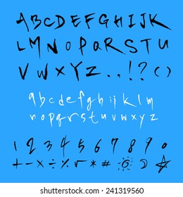 alphabet and numbers - hand drawn in vector