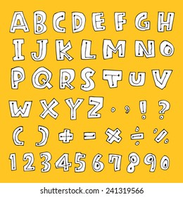 alphabet and numbers - hand drawn in vector