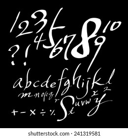 alphabet and numbers - hand drawn in vector