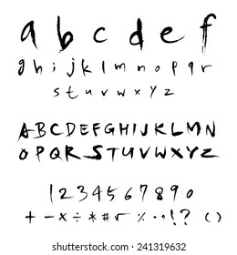 alphabet and numbers - hand drawn in vector