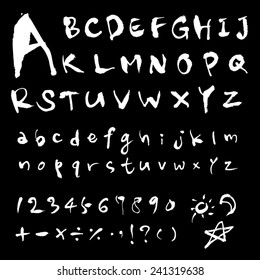 alphabet and numbers - hand drawn in vector