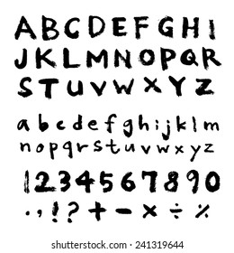 alphabet and numbers - hand drawn in vector