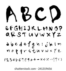 alphabet and numbers - hand drawn in vector