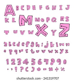 alphabet and numbers - hand drawn in vector