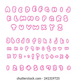 alphabet and numbers - hand drawn in vector
