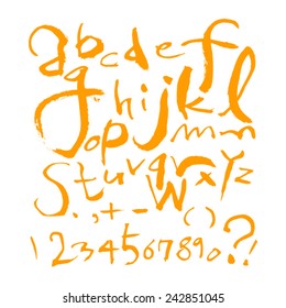 alphabet and numbers - hand drawn in vector   / Handwritten alphabet