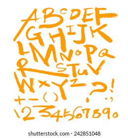 alphabet and numbers - hand drawn in vector   / Handwritten alphabet
