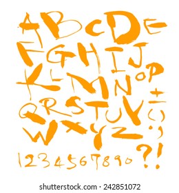 alphabet and numbers - hand drawn in vector   / Handwritten alphabet