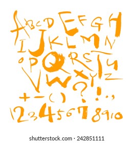 alphabet and numbers - hand drawn in vector   / Handwritten alphabet