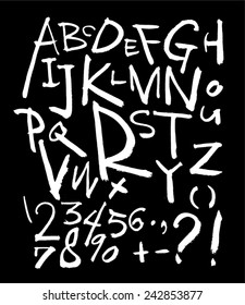 alphabet and numbers - hand drawn in vector / black background Version