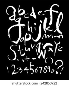 alphabet and numbers - hand drawn in vector / black background Version