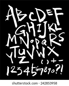 alphabet and numbers - hand drawn in vector / black background Version