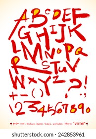 alphabet and numbers - hand drawn in vector / Red Version