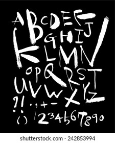 alphabet and numbers - hand drawn in vector / black background Version