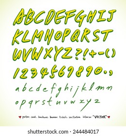 alphabet and numbers - hand drawn in vector   / Handwritten alphabet 