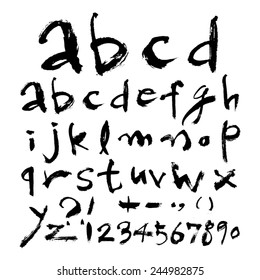 alphabet and numbers - hand drawn in vector / Handwritten alphabet