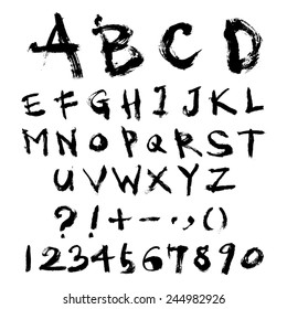 alphabet and numbers - hand drawn in vector / Handwritten alphabet