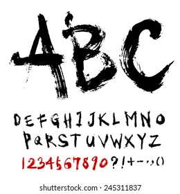 alphabet and numbers - hand drawn in vector