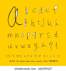 alphabet and numbers - hand drawn in vector / Handwritten alphabet
