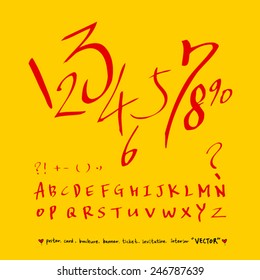 alphabet and numbers - hand drawn in vector / Handwritten alphabet