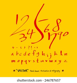 alphabet and numbers - hand drawn in vector / Handwritten alphabet