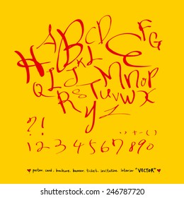 alphabet and numbers - hand drawn in vector / Handwritten alphabet