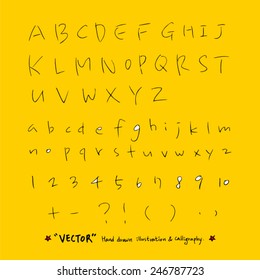 alphabet and numbers - hand drawn in vector / Handwritten alphabet