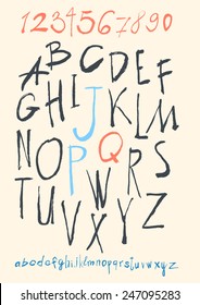 alphabet and numbers hand drawn in vector  Handwritten alphabet