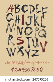 alphabet and numbers hand drawn in vector  Handwritten alphabet