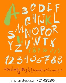 alphabet and numbers hand drawn in vector  Handwritten alphabet