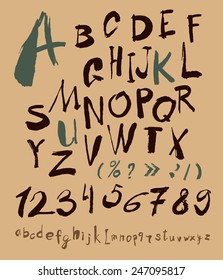 alphabet and numbers hand drawn in vector  Handwritten alphabet
