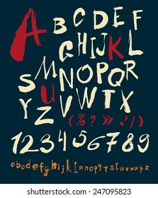alphabet and numbers hand drawn in vector  Handwritten alphabet