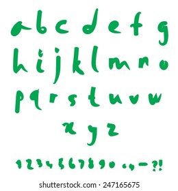 alphabet and numbers hand drawn in vector, handwritten alphabet