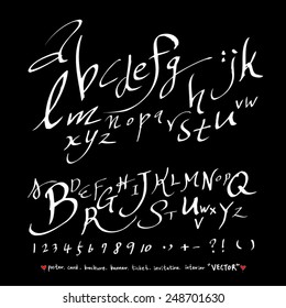 alphabet and numbers - hand drawn in vector / Handwritten alphabet