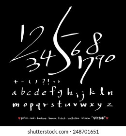 alphabet and numbers - hand drawn in vector / Handwritten alphabet