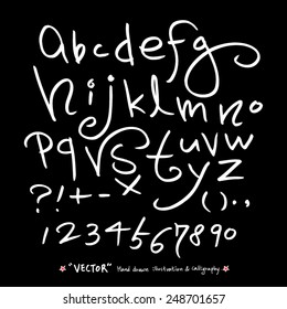 Alphabet und Zahlen - handgezeichnet in Vektorillustration / handgeschriebenes Alphabet