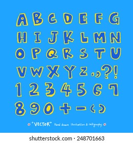 alphabet and numbers - hand drawn in vector / Handwritten alphabet