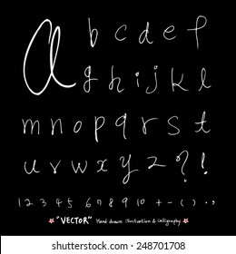 alphabet and numbers - hand drawn in vector / Handwritten alphabet