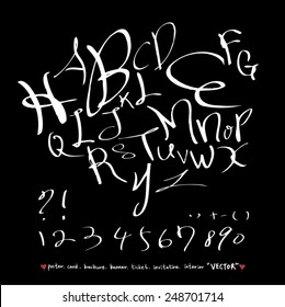 alphabet and numbers - hand drawn in vector / Handwritten alphabet