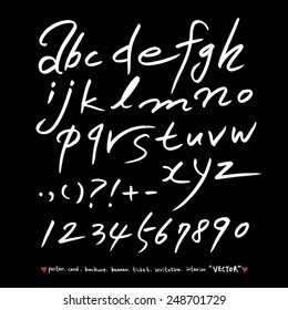 alphabet and numbers - hand drawn in vector / Handwritten alphabet