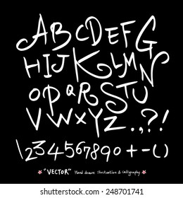 alphabet and numbers - hand drawn in vector / Handwritten alphabet