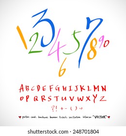 alphabet and numbers - hand drawn in vector / Handwritten alphabet