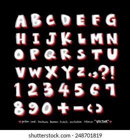 alphabet and numbers - hand drawn in vector / Handwritten alphabet